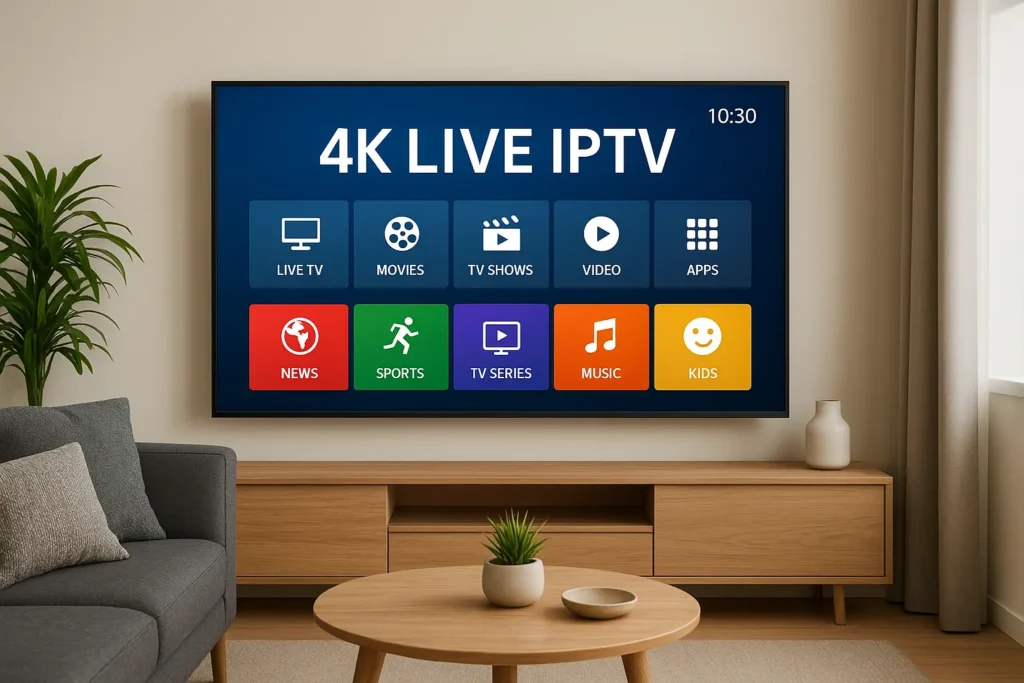 4K Live IPTV vs cable TV comparison chart.