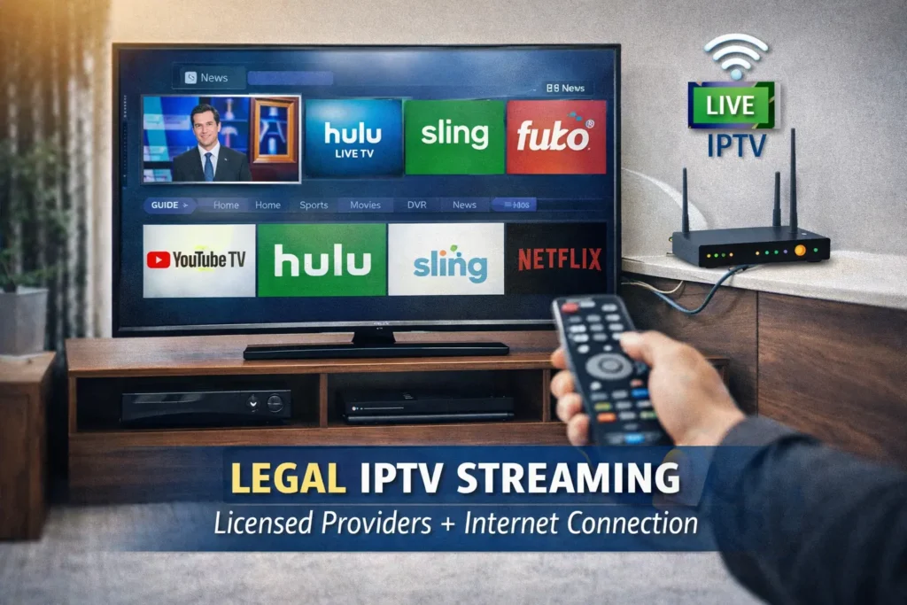 IPTV streaming setup on smart TV with internet connection