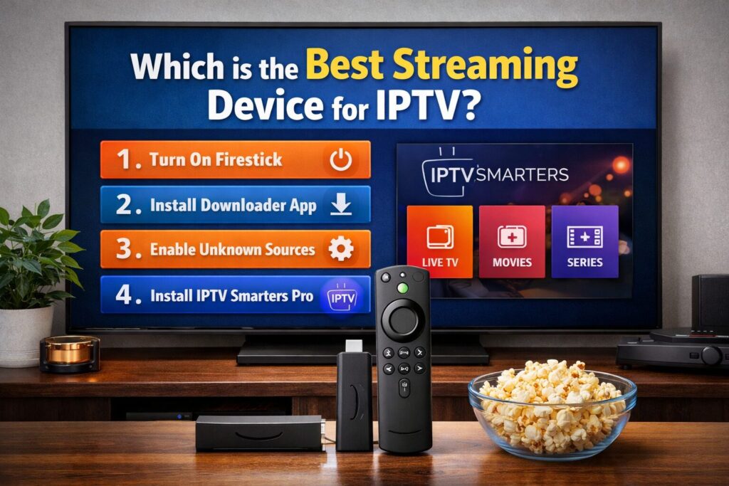 Best streaming setup for IPTV on Firestick using IPTV Smarters Pro app dashboard