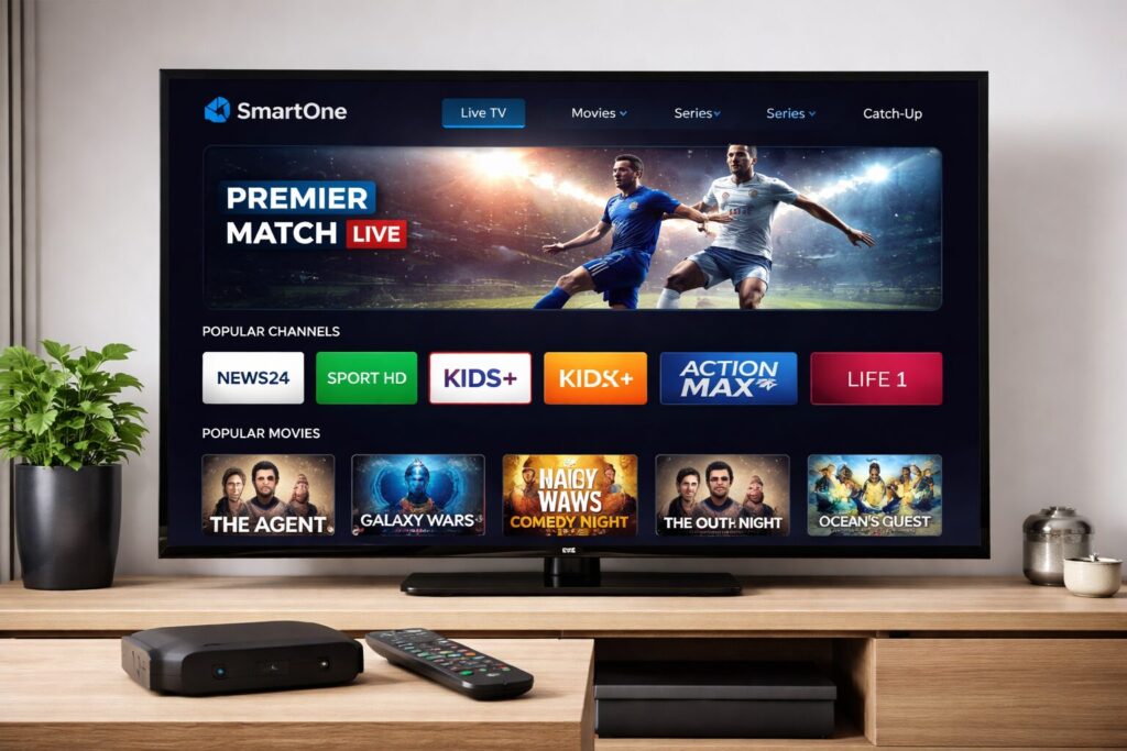 smartone IPTV setup on a streaming device connected to a modern smart TV