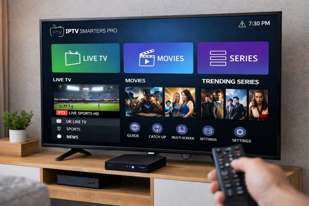 Best iptv box for smart tv with high quality iptv streaming and multiple channels on screen