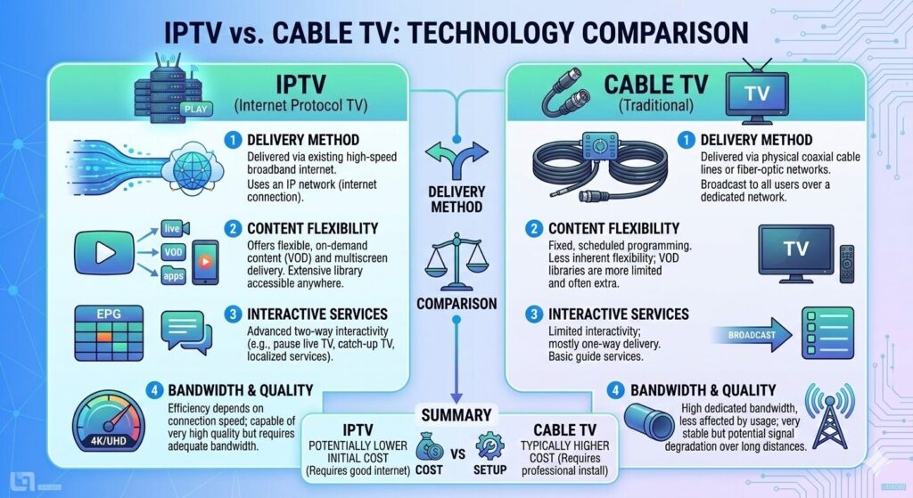 IPTV vs Cable Comparison Graphic